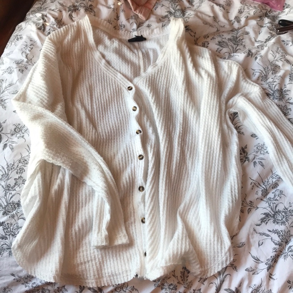 Urban JoJo Oversized Thermal Button-Front Top